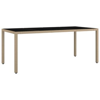 vidaXL Vidaxl - Mesa De Jard&iacute;n Rat&aacute;n Beige Y Superficie De Vidrio Templado
