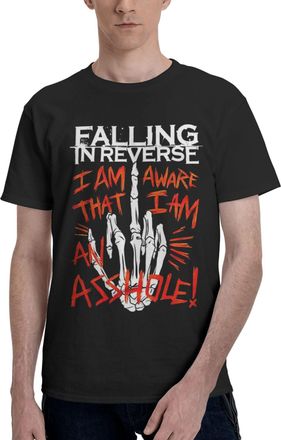 Generic Mens in Reverse Rock Band Falling Cotton T-Shirts Classic Crewneck Short Sleeves Simple&Versatile Daily Commute Essential Black XXL