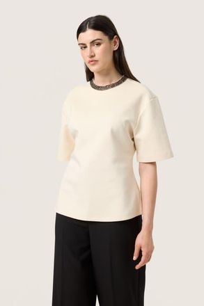 Soaked In Luxury SLMagana Glitter Short Sleeves Blouse in Whitecap Gray at Nordstrom, Size X-Large