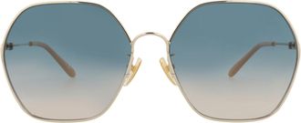 Chlo&eacute; Round-Frame Metal Sunglasses