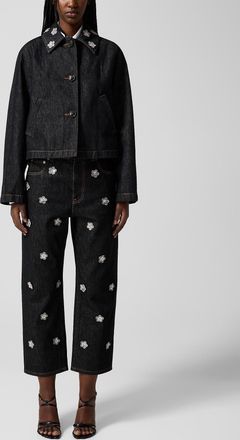 Marni Womens Embroidered flowers carrot-fit jean