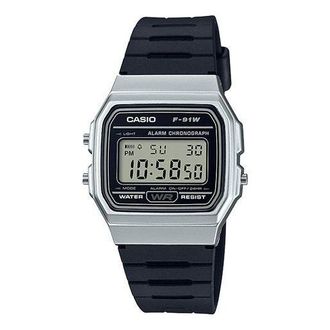 Casio Waterproof Unisex Mens Black/Silver Digital F-91WM-7A