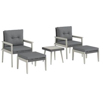 OUTSUNNY 5 Pieces Rattan Patio set with Acacia Wood Top Coffee Table | TJ Hughes