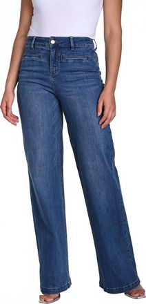 Frank Lyman Design Brandi Woven Denim Wide Leg Pant In Blue