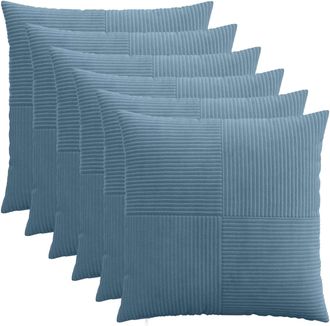 vidaXL Funda De Almohada 6 Pcs Almelo Azul 55 X 55 Cm Pana Vidaxl
