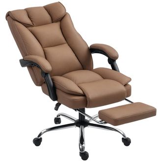 HOMCOM Silla de escritorio 66x72x121 cm marr&oacute;n