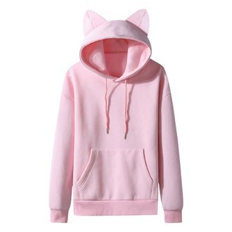 Generic Gsheocm Cool Hoodies Men Hoodie Boys 158-2023 Autumn/Winter Cat Ear Fleece Couple Plain with Hood Womens Hoodie for Women Hooded Sweat Jacket