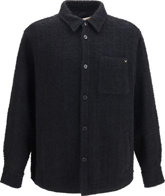 Valentino Mens Jacket Textured High-Neck Black Cotton Padded & Down