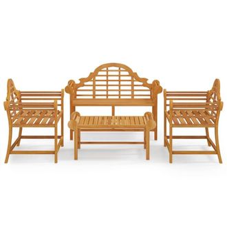 Berkfield Home 4 Piece Garden Lounge Set Solid Wood Teak in Brown