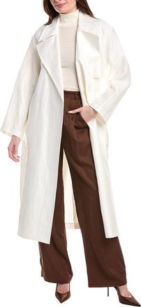 Lafayette 148 New York Belted A-Line Silk-Blend Trench Coat