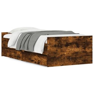 Berkfield Home Bed Frame with Drawers Smoked Oak 90x190 cm Single in Brown