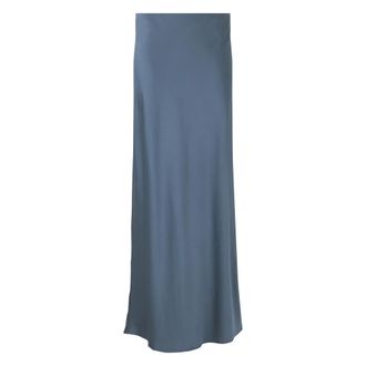 Vince Maxi Skirts, female, Blue, Size: XS Satin-Finish Asymmetric-Seam Skirt
