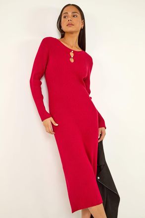 Roman Faux Pearl Knitted Midi Dress