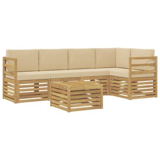 vidaXL Conjunto De Sof&aacute;s De Exterior 6 Pcs Y Beige 59 X 59 X 37 Cm Vidaxl