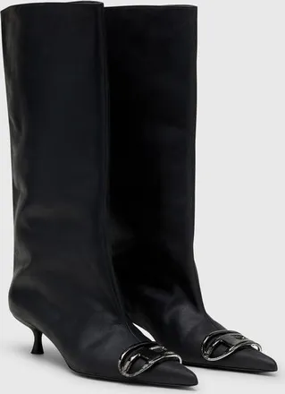 Diesel D-Venus-Knee-high boots in oiled leather - Boots - Woman - Black
