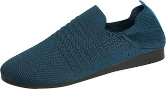 Generic Blue Womens Shallow Mouth Design Mesh Work Shoes Slip-On Flat Bottom Fashion Casual Spring Summer Comfortable Walking Shoes Mesh Material