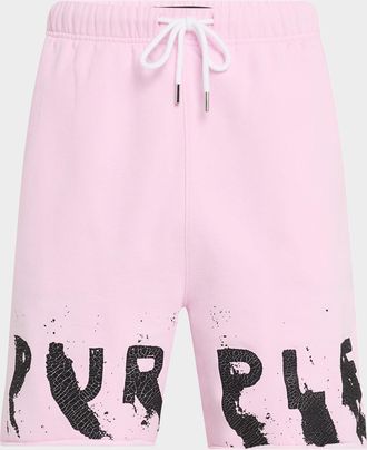 Purple Mens Painted Wordmark Sweat Shorts