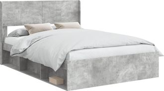 vidaXL Estructura De Cama Con Almacenamiento Y Cabecero Gris Hormig&oacute;n Vidaxl