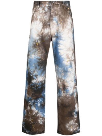 Darkpark Jeans dritti con fantasia astratta - Marrone