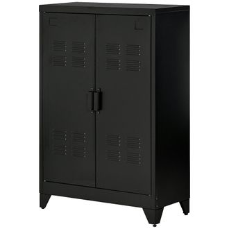 HOMCOM Homcom Armadietto Metallico 2 Ante Stile Industriale Con 2 Mensole Nero