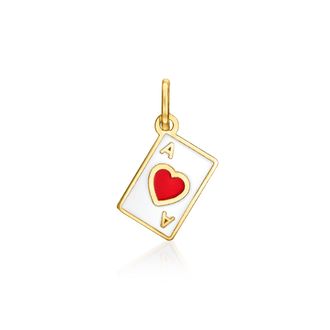 RS Pure by Ross-Simons Italian Multicolored Enamel Ace Of Hearts Card Charm in 14kt Yellow Gold
