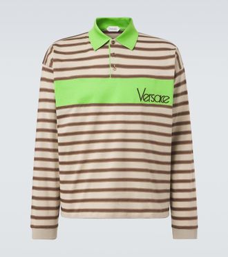 Versace Striped cotton jersey polo shirt