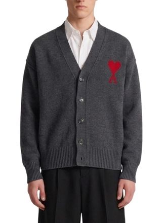 Ami Grey V Neck Cardigan
