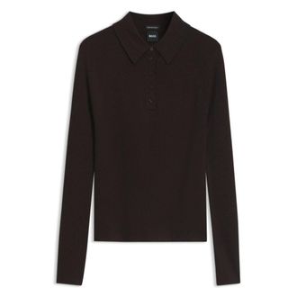 BOSS Fitted polo sweater in pure virgin wool