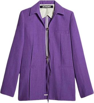 Jacquemus Lange Vest met Bandjes - Dames - Blazers - Paars - 2XS - Linnen - Jassen