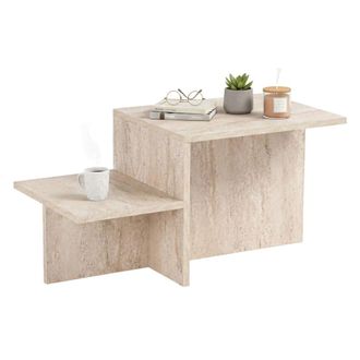 Dmora Dmora - Mesa De Caf&eacute; Varian, Mesa De Centro Baja, Revistero Para Sof&aacute;, Estante De La Sala De Estar, 80x40 H40 Cm, Beige