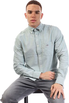 GANT Mens Regular-Fit Oxford Shirt in Pale Green Cotton - Size X-Large