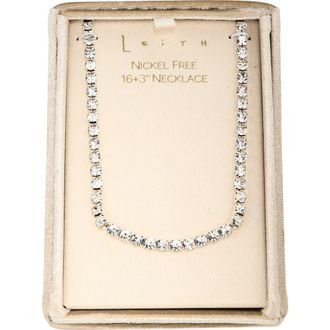 Leith Crystal Tennis Necklace in Clear- Silver at Nordstrom Rack