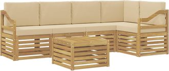 vidaXL Conjunto De Sof&aacute;s De Exterior 6 Uds. Y Beige Poli&eacute;ster Vidaxl