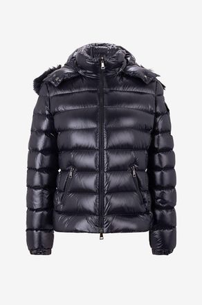 Moncler Kurze Daunenjacke mit Pl&uuml;sch an der Kapuze Badyf