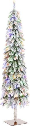 Glitzhome Pre-Lit Flocked Artificial Christmas Trees in Green at Nordstrom, Size Medium