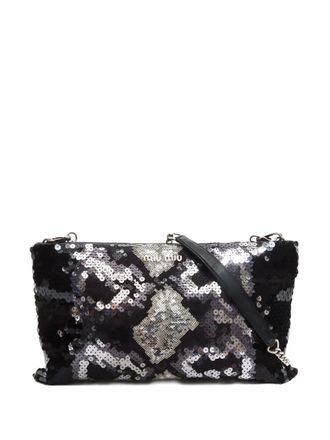Miu Miu 2000-2010s sequined clutch bag - women - Sequin - One Size - Black