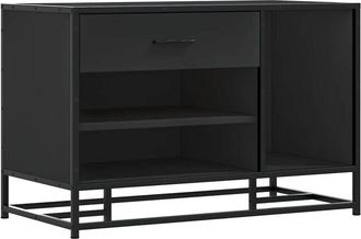 vidaXL Vidaxl - Banco Zapatero Madera De Ingenier&iacute;a Y Metal Negro 80x40x53,5 Cm