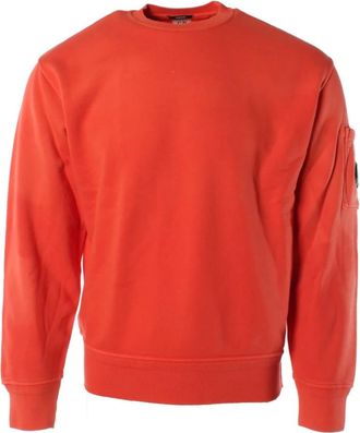 C.P. Company Resist-dyed Diagonal Fleece Crew - Heren - Sweatshirts - Rood - S - Katoen - Hoodies & sweatvesten