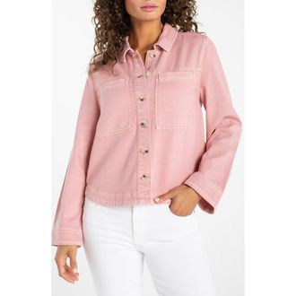 Liverpool L.A. High/Low Denim Shacket in Misty Blush at Nordstrom, Size X-Small P