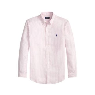 Polo Ralph Lauren Custom Fit Striped Linen Shirt - male - Polo Ralph Lauren - Casual Shirts - Pink - XL - Shirts