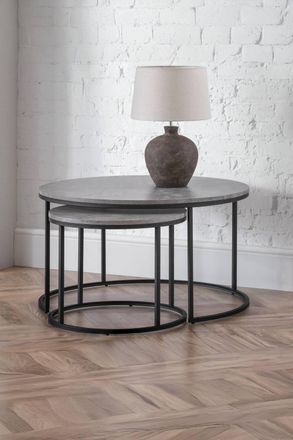 Julian Bowen Staten Round Nest of 2 Coffee Tables in Grey