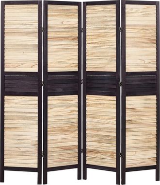 Beliani Biombo Decorativo Tradicional 4 Paneles Madera Contrachapada Paulownia Plegable Sala De Estar Dormitorio Madera Clara Y Marr&oacute;n Brennerbad