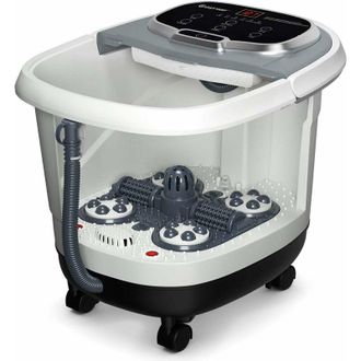 Costway Idromassaggio per Piedi Idromassaggiatore Plantare Massaggio Shiatsu, con Funzione Calore Timer e Rulli, Luce a Infrarossi, 15L, Marrone - Costway