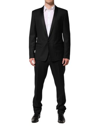 Dolce & Gabbana Black Wool Men Single Breasted 2 Piece Suit Virgin Silk Polyester