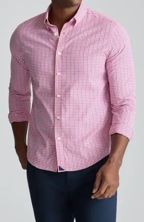 UNTUCKit Almeida Gingham Check Performance Button-Down Shirt in Red at Nordstrom, Size Medium
