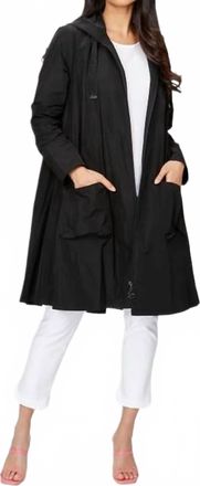 Joseph Ribkoff Memory Woven Hooded Trapeze Coat In Black