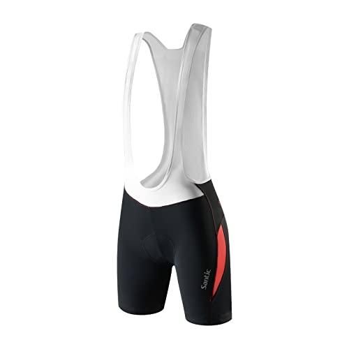 Cuissard Cycliste Long Homme Santic - Rembourré 3D Confort 200 Km, Bretelles Élastiques, Tissu Respirant, Fermeture Éclair, Poches