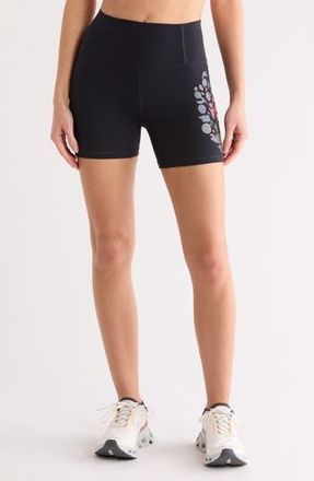 Free People Movement Metallic Logo Never Better Bike Shorts in Black/Rainbow at Nordstrom Rack, Size X-Small