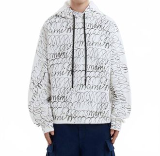 Marni Scribbled Organic Cotton Motif Hoodie In Natural White