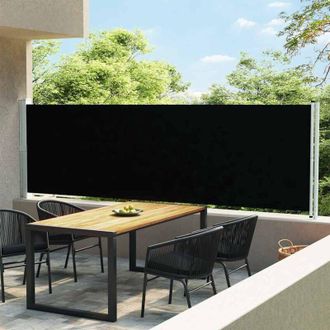 vidaXL Toldo Lateral Retr&aacute;ctil Para Patio Negro 140x600 Cm Vidaxl